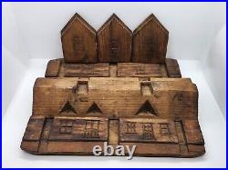 Antique House Wood Box Butter Chocolate Cheese Mold 5 Piece House