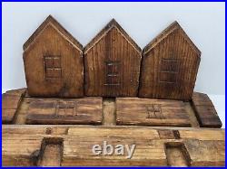 Antique House Wood Box Butter Chocolate Cheese Mold 5 Piece House