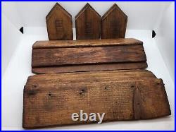 Antique House Wood Box Butter Chocolate Cheese Mold 5 Piece House