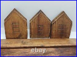 Antique House Wood Box Butter Chocolate Cheese Mold 5 Piece House