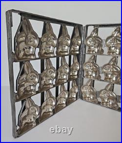 Antique Industrial Hinged Steel Chocolate Mold 12 Bunny Rabbits 11 in X 11 in