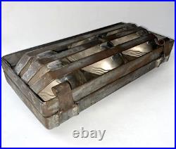 Antique Industrial Metal Hinged Chocolate Mold with 3 Easter Eggs 12 x 6 Heavy