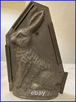Antique JABURG BROTHERS Metal Chocolate Mold Large Bunny Rabbit #25 NYC 10