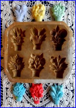 Antique KEINKE Springerle Marzipan Cookie Press Mold 6 FLOWERS GERMANY