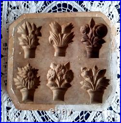 Antique KEINKE Springerle Marzipan Cookie Press Mold 6 FLOWERS GERMANY