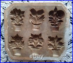 Antique KEINKE Springerle Marzipan Cookie Press Mold 6 FLOWERS GERMANY