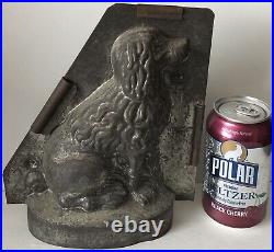 Antique Large 9 French Sommet Poodle Dog Tin Chocolate Mold Primitive France