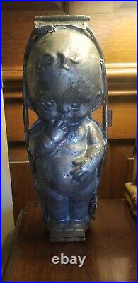 Antique Large Baby Kewpie Doll Metal Ice Cream Chocolate Mold Primitive