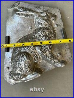 Antique Large Easter Bunny Clamped Tin Metal Chocolate Mold 10 x 8