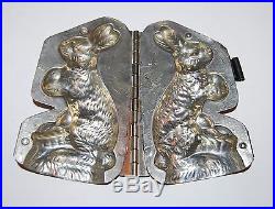 Antique Large German Chocolate Molds Easter Bunny Rabbits Signed 2 Figural sided