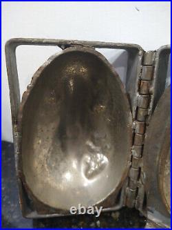 Antique Large Heavy Duty Metal Hinged Egg Chocolate Mold, Candy Mold, Easter