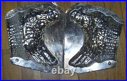 Antique Large Hen on a Nest Basket Tin Candy/Chocolate Mold Hinged #2832