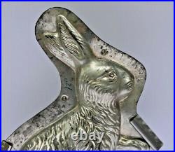 Antique Large Pewter Easter Rabbit with Basket Chocolate Mold No. 28