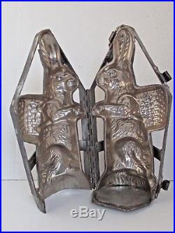Antique Large Rabbit Chocolate Mold with Basket on His or Her Back