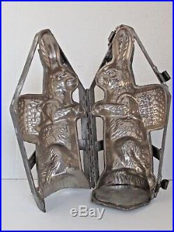 Antique Large Rabbit Chocolate Mold with Basket on His or Her Back 14 1/2 tall