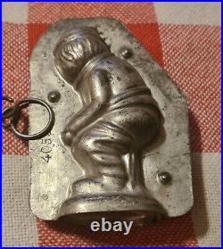 Antique Letang #108 CAST ALUMINUM Chocolate Mold Crouching Boy Set Rare