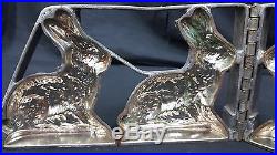 Antique Metal Chocolate Bunny Casting Mold Set of 2