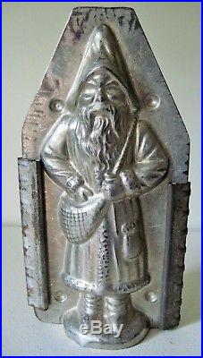 Antique Metal Chocolate Mold 8 inch German Santa Belsnickle Father Christmas