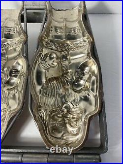Antique Metal Chocolate Mold SANTA CLAUS Candy Maker RARE Size 7 X 8 Hinged