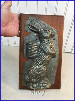 Antique /Metal Easter Bunny/Rabbit with Basket Chocolate Candy Mold 11inx 6in