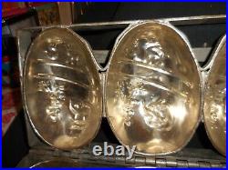Antique Metal Hinged Chocolate Mold 3 Easter Egg 13 1/2 x 6 1/2 x 4 10 Pounds