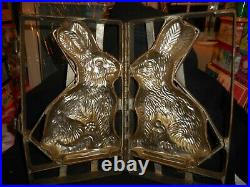Antique Metal Hinged Chocolate Mold Large Bunny 13 x 9 x 3 9 Pounds