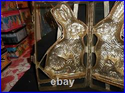 Antique Metal Hinged Chocolate Mold Large Bunny 13 x 9 x 3 9 Pounds