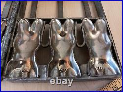 Antique Metal Ice Cream Chocolate Bunny Rabbit Molds RARE