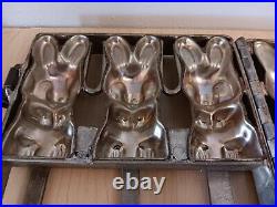 Antique Metal Ice Cream Chocolate Bunny Rabbit Molds RARE