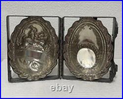 Antique Metal Iron Easter Bunny Chocolate EGG Candy Mold 5 X 8 Rare Find