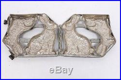 Antique Metal Large 2 Easter Bunnies Chocolate Mold Hinged