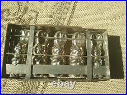 Antique Metal Large Chocolate Bunny Mold Hinged LOOK