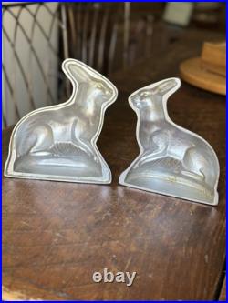 Antique Metal Rabbit Figure Ice Cream Chocolate Mold 2 Pc. 7.25T