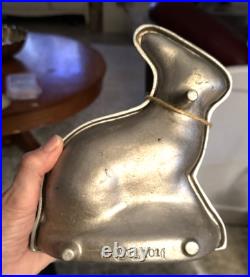 Antique Metal Rabbit Figure Ice Cream Chocolate Mold 2 Pc. 7.25T