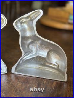 Antique Metal Rabbit Figure Ice Cream Chocolate Mold 2 Pc. 7.25T