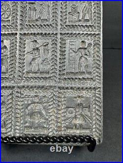 Antique Metal Springerle Cookie Mold 12 Medieval German Guildsmen Folk Art Style