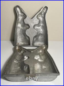 Antique Mold Metal Rabbit Figure Ice Cream Chocolate Mold Vintage 2 Pc 10 Tall
