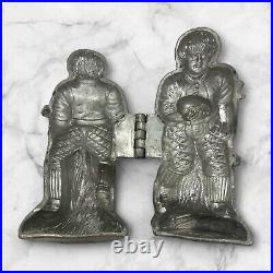 Antique Pewter Football Player Ice Cream Chocolate Candy Mold Hinged #491