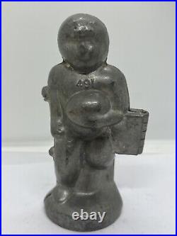 Antique Pewter Football Player Ice Cream Chocolate Candy Mold Hinged #491