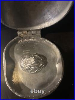 Antique Pewter Hinged Ice Cream Chocolate Mold S & Co #161 pitted Seed
