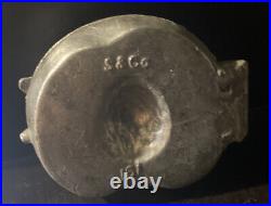 Antique Pewter Hinged Ice Cream Chocolate Mold S & Co #161 pitted Seed