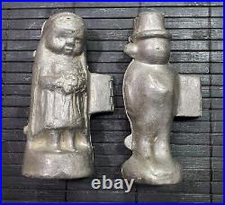 Antique Pewter Ice Cream Mold Bride and Groom E & Co 1148 Bride & 1149 Groom