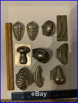 Antique Pre WWII Assorted Fruit Chocolate Mold Set (11 pieces)