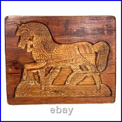 Antique Primitive Carved Wood Horse Springerle Cookie Board Mold Folk Art