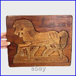 Antique Primitive Carved Wood Horse Springerle Cookie Board Mold Folk Art