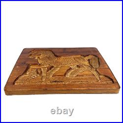 Antique Primitive Carved Wood Horse Springerle Cookie Board Mold Folk Art