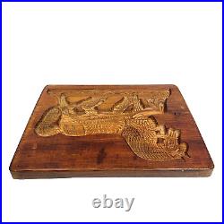 Antique Primitive Carved Wood Horse Springerle Cookie Board Mold Folk Art