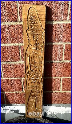 Antique Primitive Wood Carved Dutch Mountain Man Chocolate Biscuit Mold (12A)