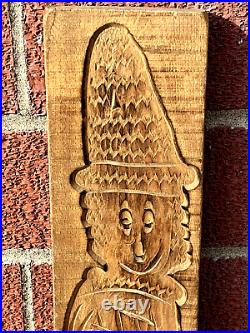 Antique Primitive Wood Carved Dutch Mountain Man Chocolate Biscuit Mold (12A)