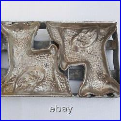 Antique Professional Cast Hinged Double Lamb Chocolate Mold Heavy Easter Candy